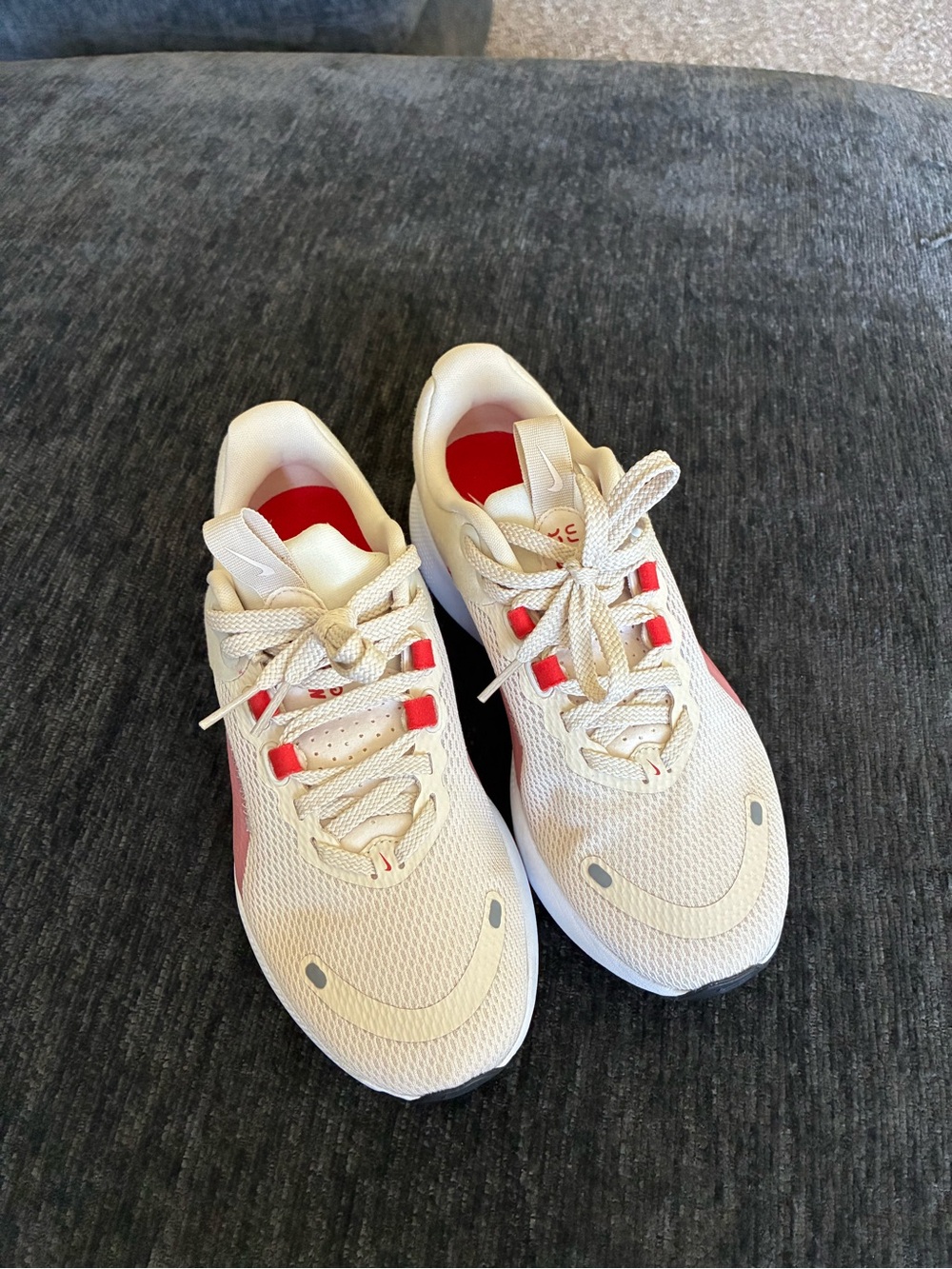 Nike White Sneakers with Red Insole